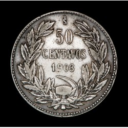 Chile 50 Centavos 1903 KM160 Ag MB+