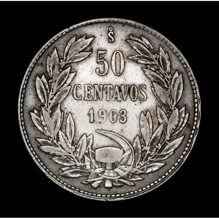 Chile 50 Centavos 1903 KM160 Ag MB+