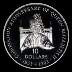 Islas Salomon 10 Dolares 1993 KM46 Aniversario Coronacion Ag Proof UNC