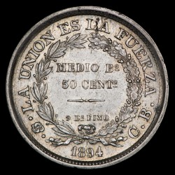 Bolivia 50 Centavos 1894/1 CB KM161.5 Ag EXC