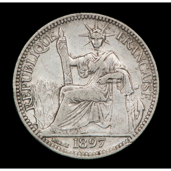 Indochina Francesa 10 Cents 1897A KM2a Ag VF+