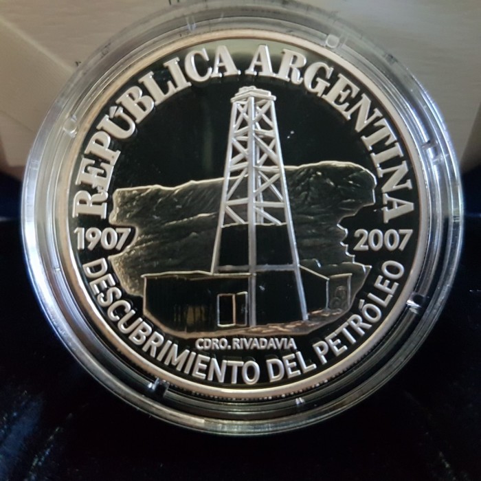 1 Peso 2007 Descubrimiento del Petroleo - Plata Proof