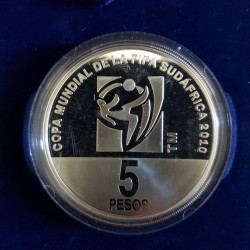5 Pesos 2010 Mundial Fifa Sudafrica -Plata Proof