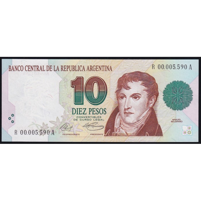 REPOSICION B3041 10 Pesos 1992/94 Murolo - Fernandez F5C UNC