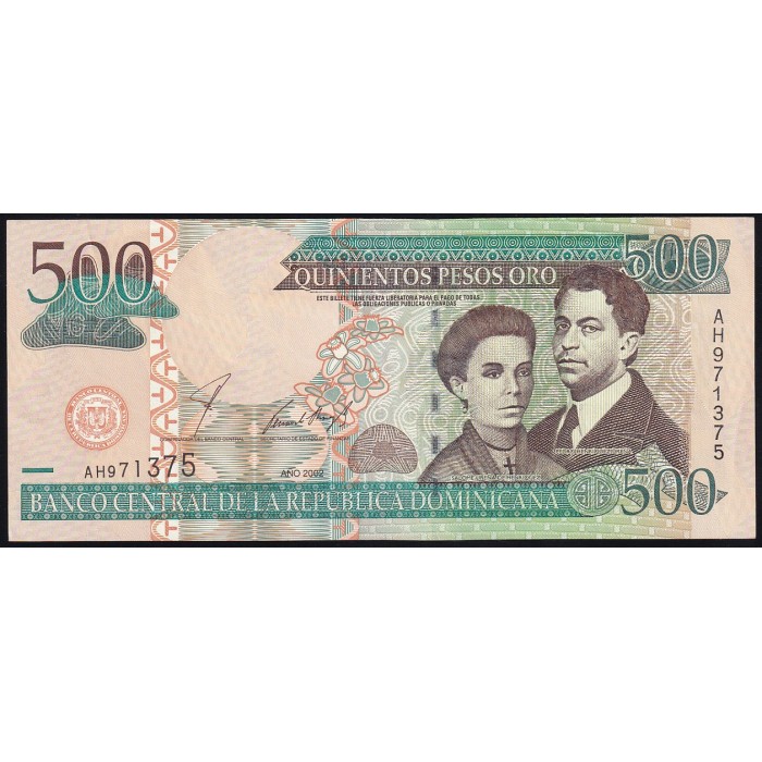 Republica Dominicana 500 Pesos Oro 2002 P172a EXC