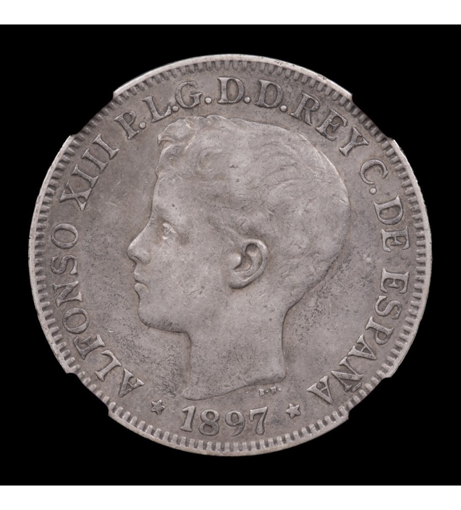 Filipinas colonia Española 1 Peso 1897 Ag NGC XF45
