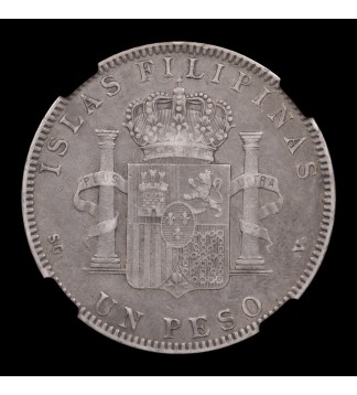 Filipinas colonia Española 1 Peso 1897 Ag NGC XF45