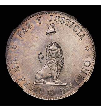 Paraguay 1 Peso 1889 KM5 Ag NGC AU55