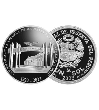 Peru 1 Sol 2023 Centenario Escuela de Oficiales Fuerza Aerea 1 Onza Ag Proof UNC
