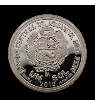 Peru 1 Sol 2019 Fallecimiento Ricardo Palma KM418 1 Onza Ag Proof UNC