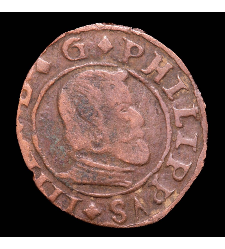 España 16 Maravedies 1663 MS Felipe IV KM172.5 Segovia Cobre MB