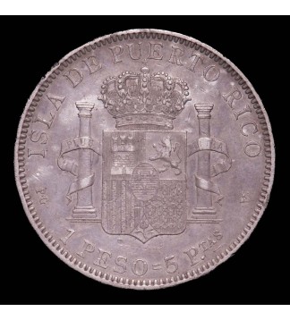 Puerto Rico 1 Peso 1895 KM24 Ag MB+