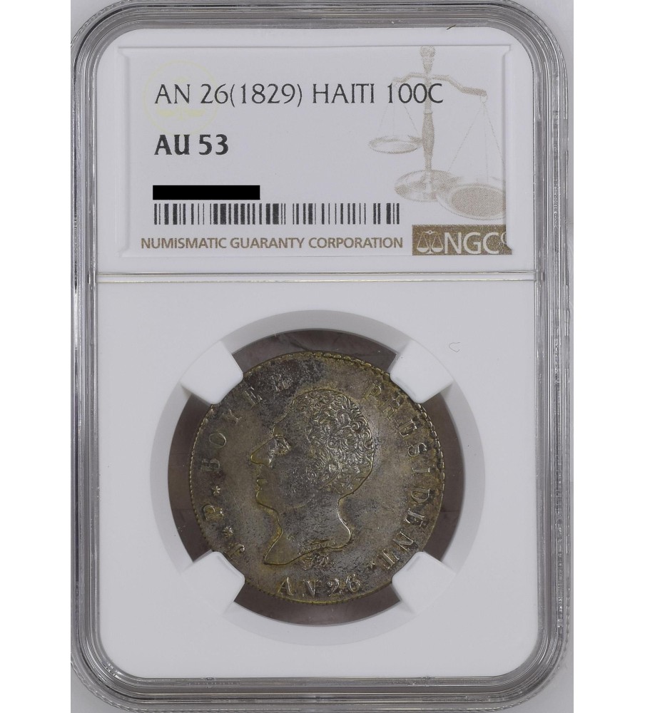Haiti 100 Centimes 1829 KMA23 Ag NGC AU53