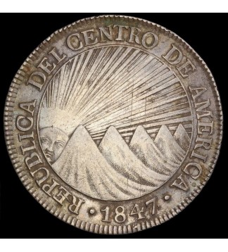 Republica Federal Centroamericana (Guatemala) 8 Reales 1847 NGA KM4 Ag PCGS XF45