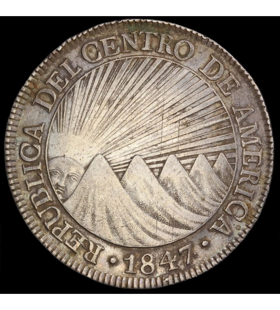 Republica Federal Centroamericana (Guatemala) 8 Reales 1847 NGA KM4 Ag PCGS XF45