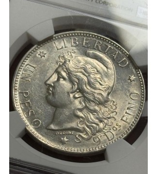 Argentina 1 Peso 1882 KM29 CJ13.1.4 Ag NGC AU58