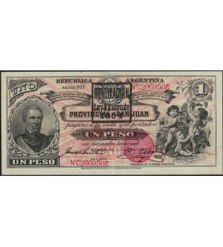 San Juan Bancos Garantidos 1 Peso 1888 Resello 1894 Ps1181b EXC