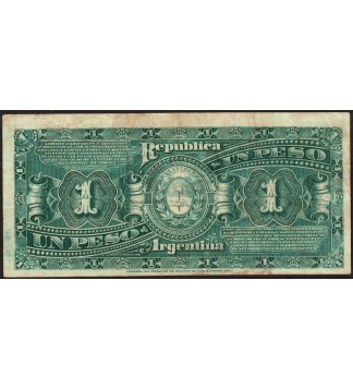 B1302 Argentina Caja de Conversion La Nacion 1 Peso 1904 Resello 1897 P218a MB-