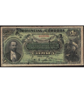 Cordoba Banco Provincial 1 Peso 1889 PS741a Bauman COR-116b MB