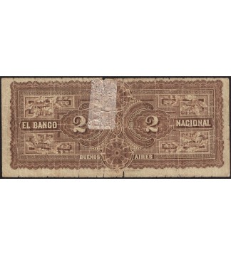 Buenos Aires Banco Nacional 2 pesos MN Oro 1883 PS677 BN-121 BUENO