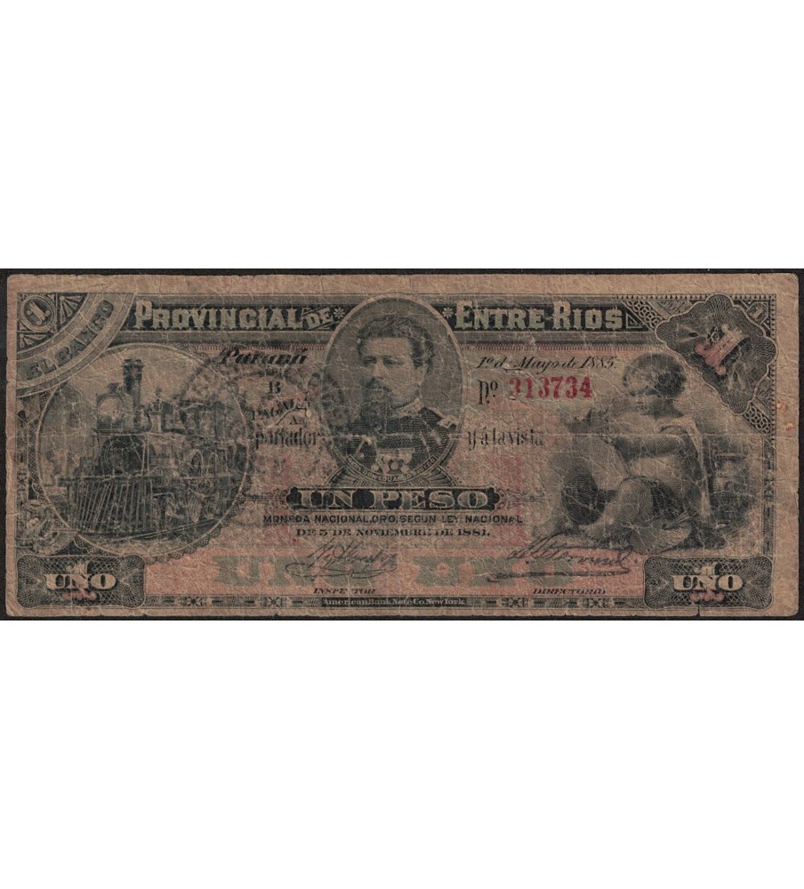 Entre Rios Banco Provincial 1 Peso 1885 PS767 ENR-268 Bueno