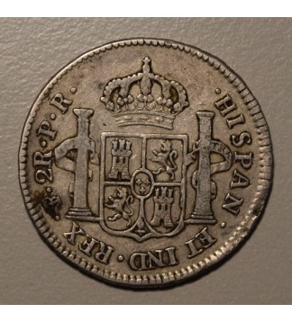 Rara Potosi 2 Reales 1793 PR CJ:78.5 Doble Golpe en Anverso Carlos IIII