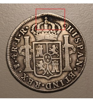 Potosi 4 Reales 1774 JR CJ:64.2 Carlos III Perforada y Tapada