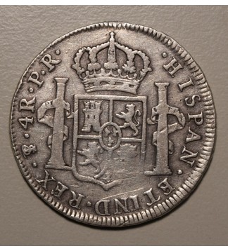 Potosi 4 Reales 1777 PR CJ:64.6 Carlos III Con Resto de Soldadura en Canto