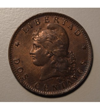 Argentina 2 Centavos 1891 Cobre "Udine"