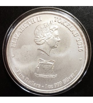 Tokelau 5 Dolares 2016 Halkula Sailfish 1 onza Plata UNC