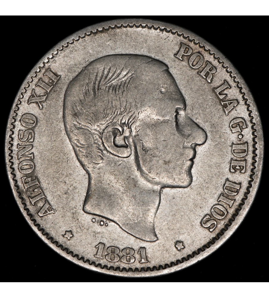 Filipinas Colonia Española 50 Cent de Peso 1881 KM150 Ag MB