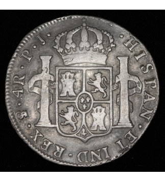 Potosi 4 Reales 1822 PJ CJ57.7 Fernando VII Ag Buena con resto de Soldadura